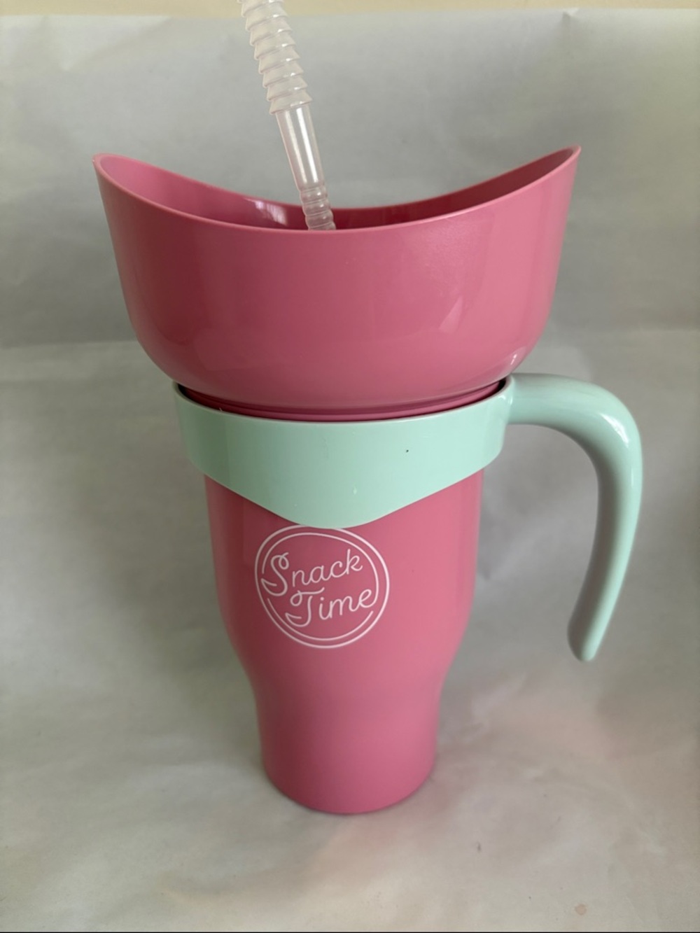 Target Pink "Snack Time" Snack Cup with gray Handle summertime poolside new